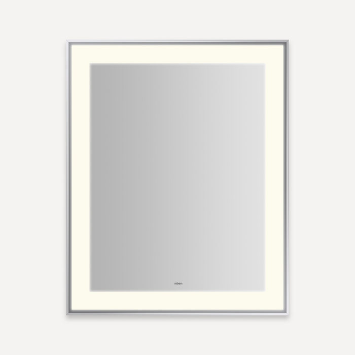 Robern Sculpt Lighted Mirror, 25” x 31” x 2-1/4", Slim Museum Frame, Perimeter Light Pattern, Warm White (3000K), Dimmab