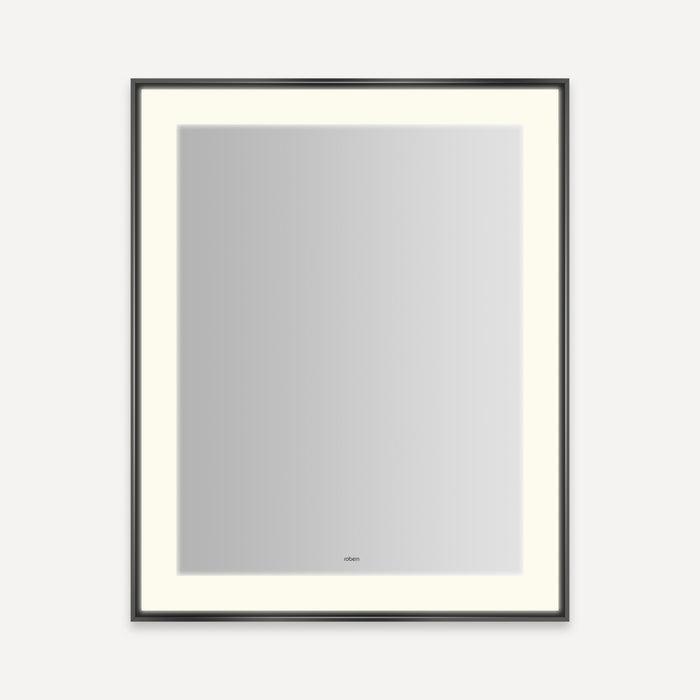 Robern Sculpt Lighted Mirror, 25” x 31” x 2-1/4", Slim Museum Frame, Perimeter Light Pattern, Warm White (3000K), Dimmab