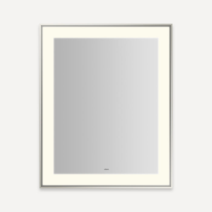 Robern Sculpt Lighted Mirror, 25” x 31” x 2-1/4", Slim Museum Frame, Perimeter Light Pattern, Warm White (3000K), Dimmab