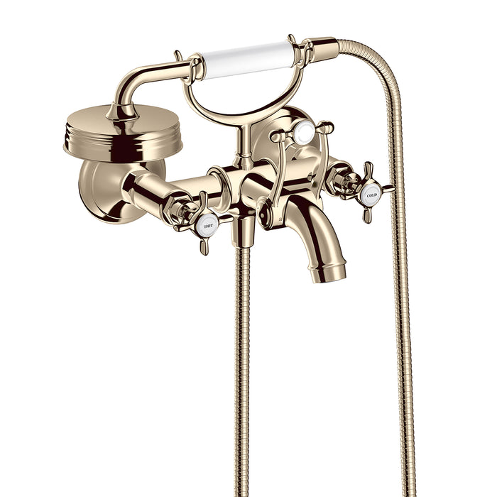 AXOR Montreux 2-Handle Wall-Mounted Tub Filler with Cross Handles and 1.8 GPM Handshower