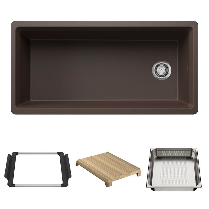 BLANCO Inteos SILGRANIT 39" Single Bowl Reversible Undermount Workstation Kitchen Sink - Café