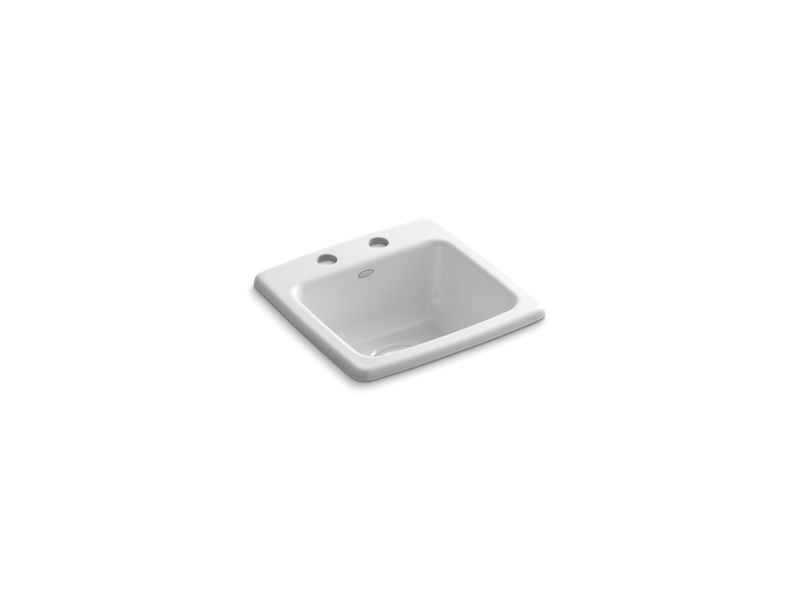 KOHLER K-6015-2 Gimlet 15-1/4" x 15-1/4" x 6-1/2" top-mount bar sink with 2 faucet holes