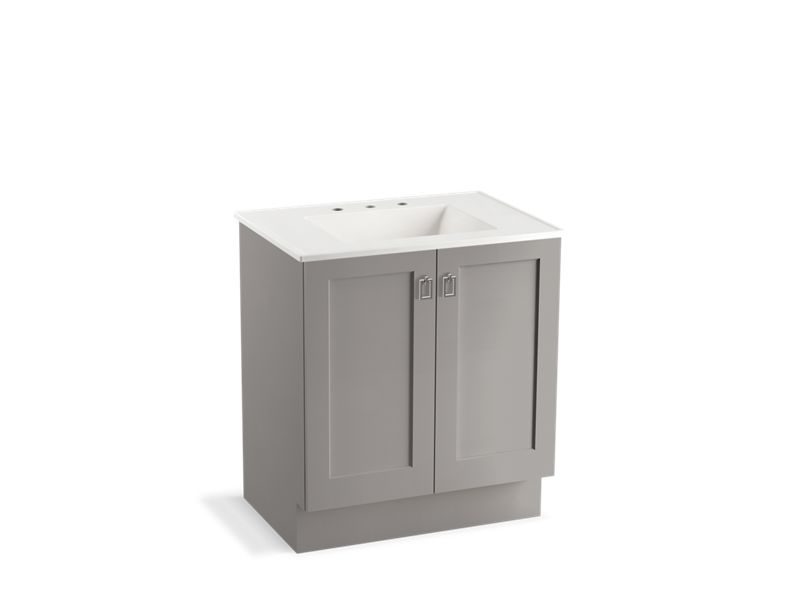 KOHLER K-99528-TK-1WT Poplin 30" bathroom vanity cabinet with toe kick and 2 doors