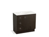KOHLER K-99507-TKL-1WC Jacquard 36" bathroom vanity cabinet with toe kick, 1 door and 3 drawers on left