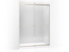 KOHLER 706019-L-NX Levity Sliding Shower Door, 82" H X 56-5/8 - 59-5/8" W, With 3/8" Thick Crystal Clear Glass And Square Towel Bar in Brushed Nickel