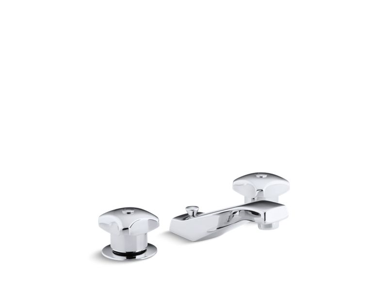 KOHLER 7437-2A-CP Triton Widespread Commercial Bathroom Sink Faucet With Standard Handles, Pop-Up Drain And 5" Standard Spout in Polished Chrome