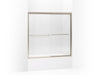 KOHLER 702200-G54-ABV Fluence Sliding Bath Door, 58-5/16" H X 56-5/8 - 59-5/8" W, With 1/4" Thick Falling Lines Glass in Anodized Brushed Bronze