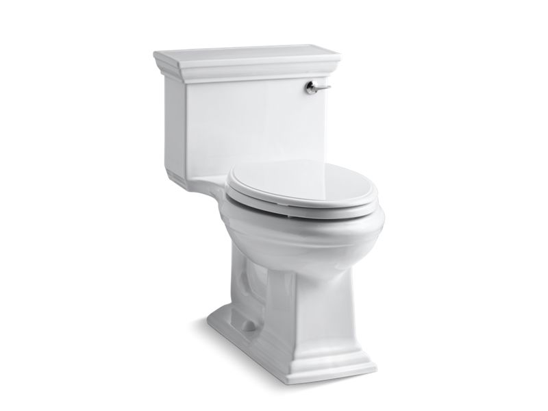 KOHLER 3813-RA-0 Memoirs Stately Comfort Height One-Piece Compact Elongated 1.28 Gpf Chair Height Toilet With Right-Hand Trip Lever, And Quiet-Close Seat in White