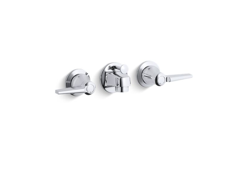 KOHLER 8040-4A-CP Triton Shelf-Back Commercial Bathroom Sink Faucet With Pop-Up Drain And Lever Handles in Polished Chrome