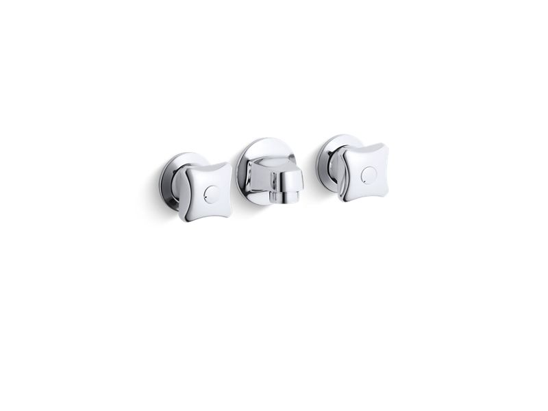 KOHLER 8046-2A-CP Triton Shelf-Back Commercial Bathroom Sink Faucet With Grid Drain And Standard Handles in Polished Chrome