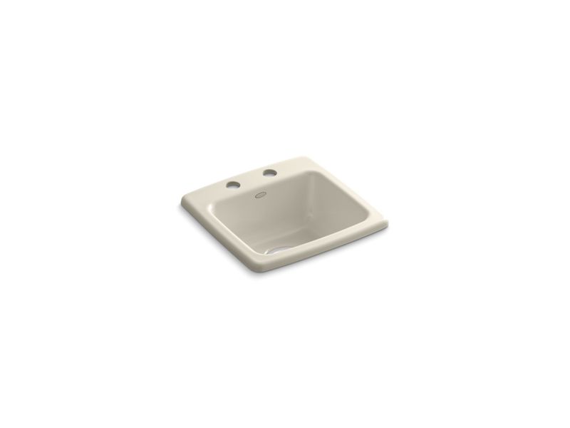 KOHLER K-6015-2-47 Gimlet 15-1/4" x 15-1/4" x 6-1/2" top-mount bar sink with 2 faucet holes