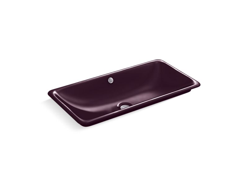 KOHLER 20212-PL-PLM Iron Plains Trough Rectangle Drop-In/Undermount Vessel Bathroom Sink With Black Plum Painted Underside in Black Plum