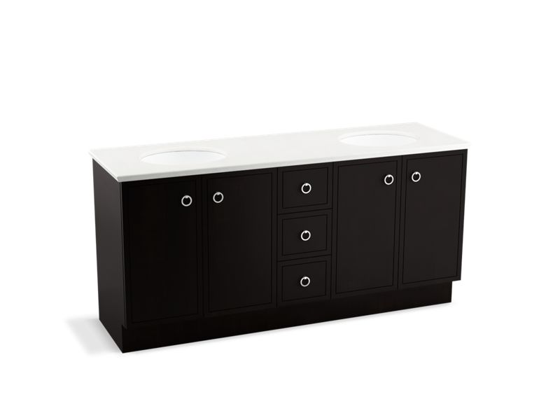 KOHLER K-99512-TK-1WU Jacquard 72" bathroom vanity cabinet with toe kick, 4 doors and 3 drawers