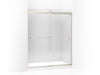KOHLER 706018-L-NX Levity Sliding Shower Door, 74" H X 56-5/8 - 59-5/8" W, With 3/8" Thick Crystal Clear Glass And Square Towel Bar in Brushed Nickel