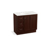 KOHLER K-99520-TKL-1WG Damask 36" bathroom vanity cabinet with toe kick, 1 door and 3 drawers on left