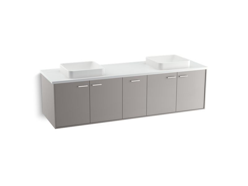 KOHLER K-99550-SD-1WT Jute 72" wall-hung bathroom vanity cabinet with 4 doors and 1 split drawer