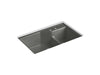 KOHLER K-6411-2 Indio 33" x 21-1/8" x 9-3/4" Smart Divide undermount large/small double-bowl workstation kitchen sink...