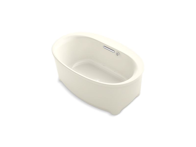 KOHLER 5702-GH-96 Underscore Oval 60" X 36" Heated Bubblemassage Air Bath With Center Drain, Freestanding in Biscuit
