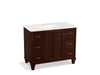 KOHLER K-99563-LG-1WG Damask 42" bathroom vanity cabinet with furniture legs, 1 door and 6 drawers