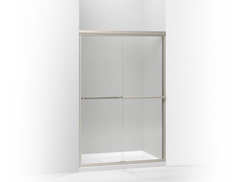 KOHLER 709063-L-MX Gradient Sliding Shower Door, 70-1/16" H X 47-5/8" W, With 1/4" Thick Crystal Clear Glass in Matte Nickel