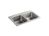 KOHLER 3145-4-NA Cadence 33" X 22" X 8-5/16" Top-Mount Double-Equal Kitchen Sink With 4 Faucet Holes