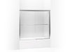 KOHLER 702202-L-SHP Fluence Sliding Bath Door, 55-3/4" H X 54 - 57" W, With 1/4" Thick Crystal Clear Glass in Bright Polished Silver