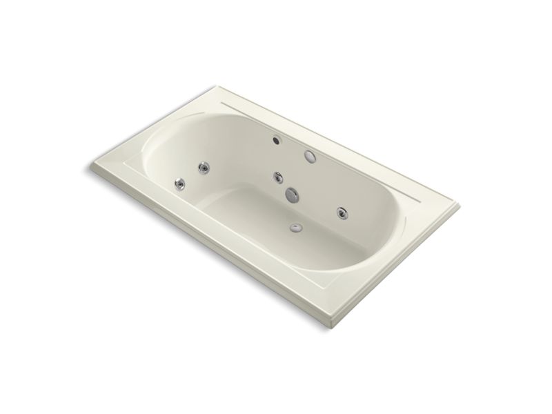 KOHLER K-1418-HN-96 Memoirs 72" x 42" drop-in whirlpool with reversible drain, heater and custom pump location without jet trim