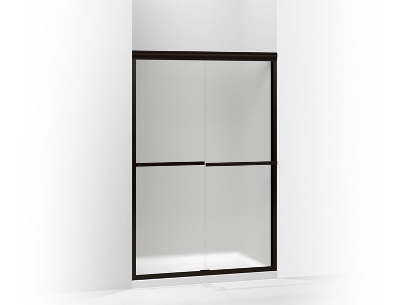 KOHLER 709063-D3-ABZ Gradient Sliding Shower Door, 70-1/16" H X 47-5/8" W, With 1/4" Thick Frosted Glass in Anodized Dark Bronze