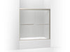 KOHLER 709062-D3-MX Gradient Sliding Bath Door 58-1/16" H X 59-5/8" W, With 1/4" Thick Frosted Glass in Matte Nickel
