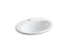 KOHLER K-2907-1-0 Thoreau Drop-in bathroom sink with single faucet hole