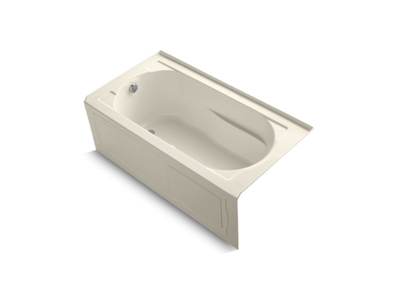 KOHLER K-1357-GLA-47 Devonshire 60" x 32" alcove BubbleMassage(TM) Air Bath with integral apron, integral flange, left-hand drain and heater