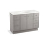 KOHLER K-99509-TKSD-1WT Jacquard 48" bathroom vanity cabinet with toe kick, 2 doors and 6 drawers, split top drawers