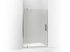 KOHLER 707546-D3-SHP Revel Pivot Shower Door, 74"H X 39-1/8 - 44"W, With 5/16" Thick Frosted Glass in Bright Polished Silver