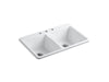 KOHLER K-5873-3 Deerfield 33" x 22" x 9-5/8" top-mount double-equal bowl kitchen sink