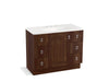 KOHLER K-99562-TK-1WE Poplin 42" bathroom vanity cabinet with toe kick, 1 door and 6 drawers