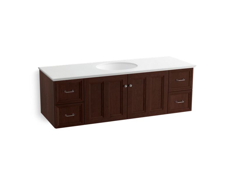 KOHLER K-99523-1WG Damask 60" wall-hung bathroom vanity cabinet with 2 doors and 4 drawers