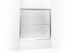 KOHLER 702200-L-SHP Fluence Sliding Bath Door, 58-5/16" H X 56-5/8 - 59-5/8" W, With 1/4" Thick Crystal Clear Glass in Bright Polished Silver