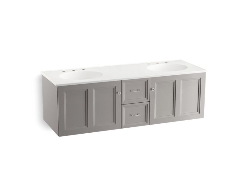 KOHLER K-99524-1WT Damask 60" wall-hung bathroom vanity cabinet with 2 doors and 2 drawers