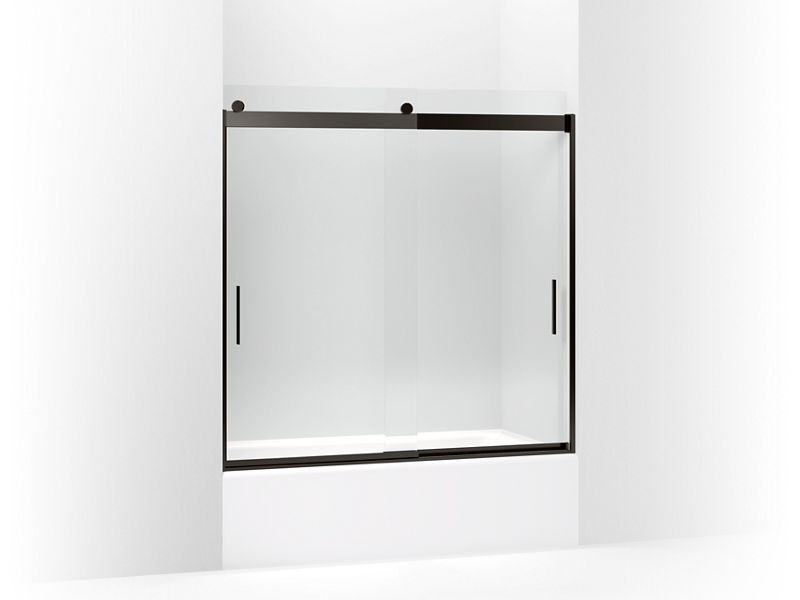 KOHLER K-706001-L Levity Sliding bath door, 59-3/4" H x 54 - 57" W, with 1/4" thick Crystal Clear glass