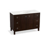 KOHLER K-99509-LGSD-1WB Jacquard 48" bathroom vanity cabinet with furniture legs, 2 doors and 6 drawers, split top drawers