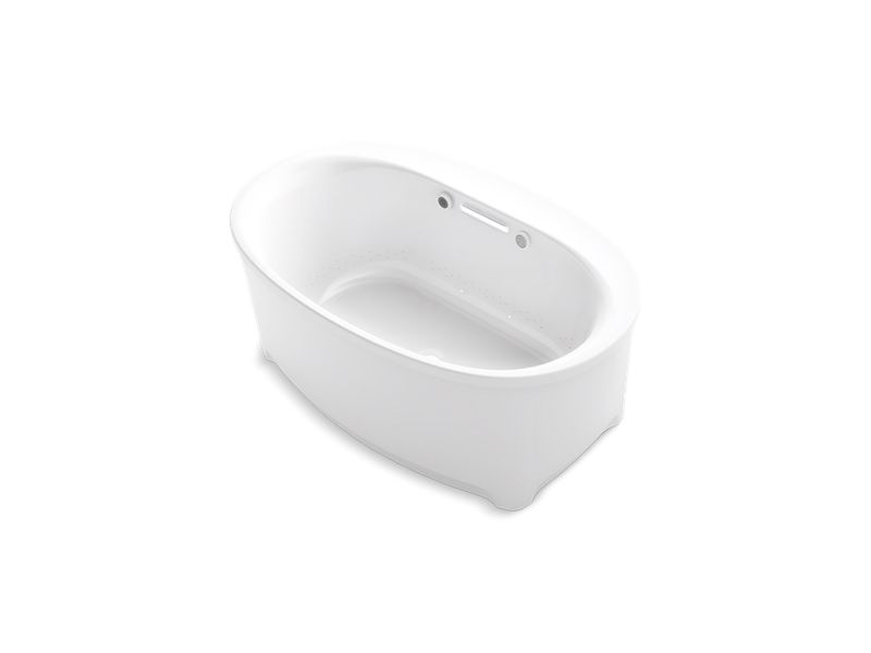 KOHLER 5702-GHW-0 Underscore Oval 60" X 36" Heated Bubblemassage Air Bath With Bask, Center Drain in White