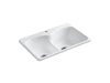 KOHLER K-6626-1 Langlade 33" x 22" x 9-5/8" top-mount Smart Divide double-equal kitchen sink with single faucet hole