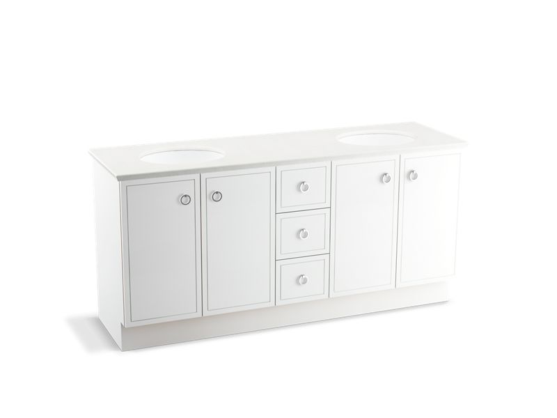 KOHLER K-99512-TK-1WA Jacquard 72" bathroom vanity cabinet with toe kick, 4 doors and 3 drawers