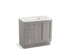 KOHLER K-99533-TKL-1WT Poplin 36" bathroom vanity cabinet with toe kick, 1 door and 3 drawers on left