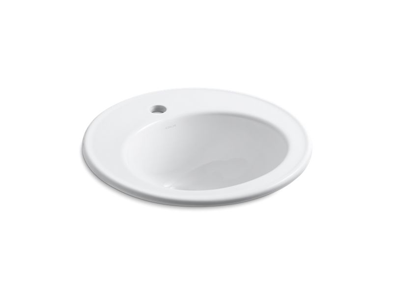 KOHLER K-2202-1 Brookline 19" diameter drop-in bathroom sink with single faucet hole