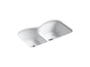 KOHLER K-6626-6U Langlade 33" x 22" x 9-5/8" Smart Divide undermount double-equal kitchen sink with 6 oversize faucet holes