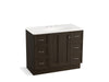 KOHLER K-99563-TK-1WC Damask 42" bathroom vanity cabinet with toe kick, 1 door and 6 drawers