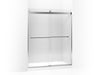 KOHLER 706018-L-SHP Levity Sliding Shower Door, 74" H X 56-5/8 - 59-5/8" W, With 3/8" Thick Crystal Clear Glass And Square Towel Bar in Bright Polished Silver