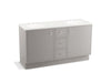 KOHLER K-99511-TK-1WT Jacquard 60" bathroom vanity cabinet with toe kick, 2 doors and 3 drawers