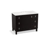 KOHLER K-99562-LG-1WU Poplin 42" bathroom vanity cabinet with legs, 1 door and 6 drawers